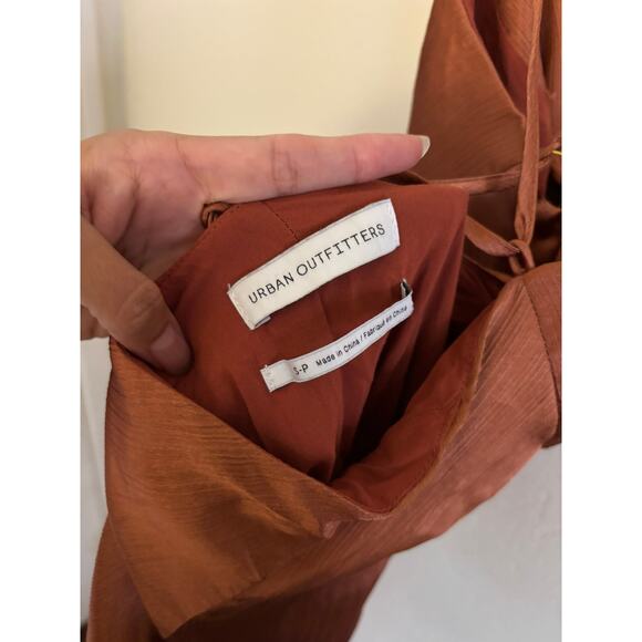 Urban Outfitters Dress Women's Small Burnt Orange Brown Cowl Neck Silk Maxi - Picture 4 of 6